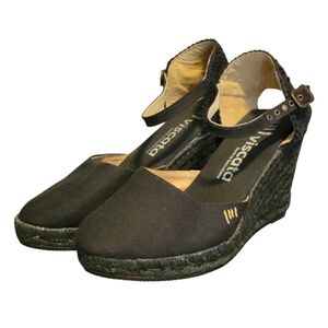 Viscata Barcelona‎ Espadrilles Black Wedge Size 37 Euro 7 US